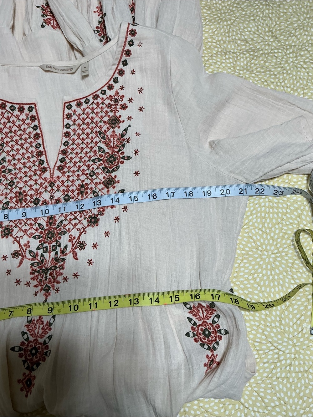 Soft Surroundings Bellmore Cream Gauze Embroidered Boho Tiered Maxi Dress Medium - Picture 9 of 12